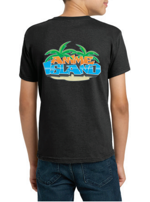 Anime Island Short Sleeve T-Shirt - BLACK