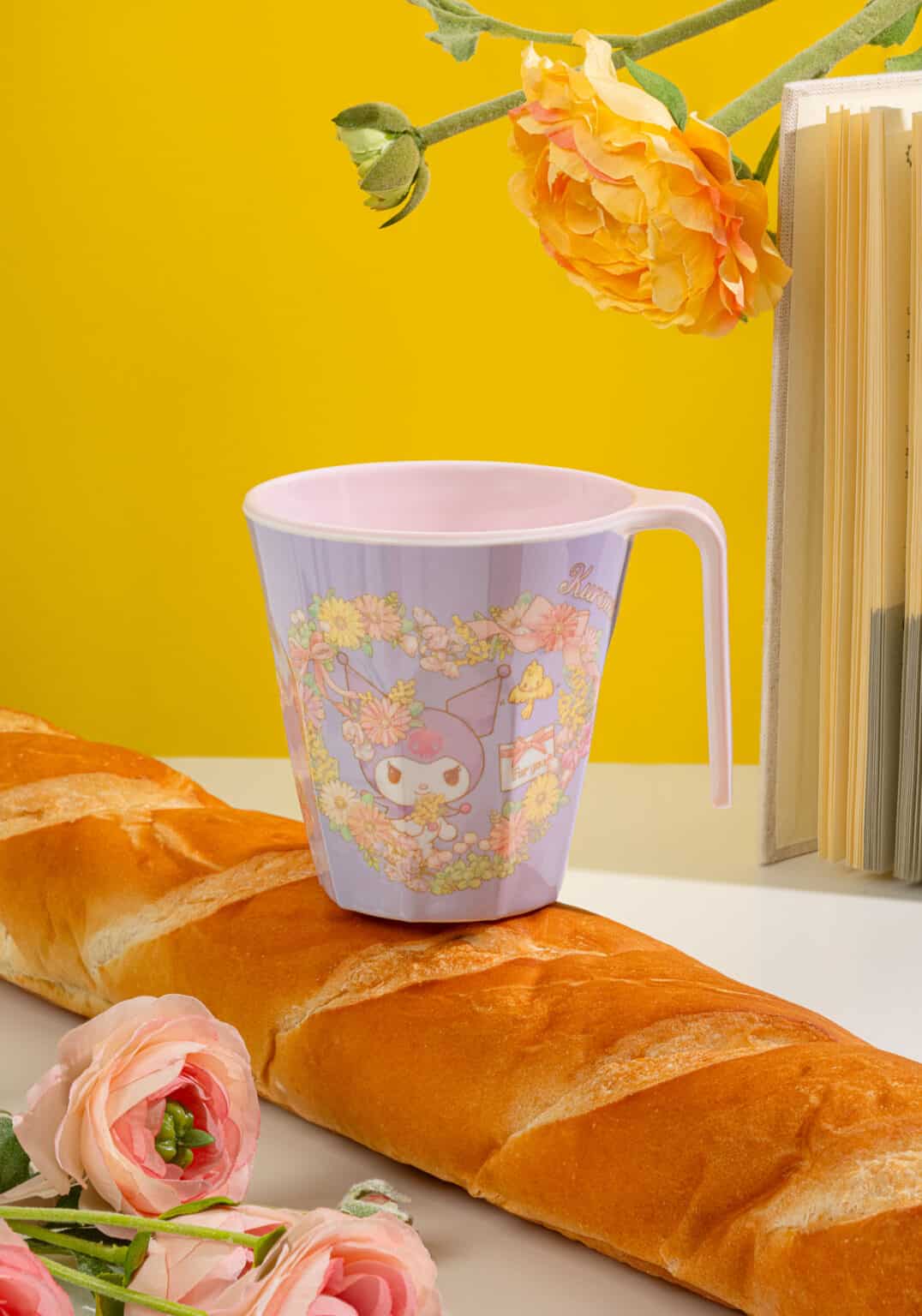 Melamine Cup w/ Handle | Sanrio | Kuromi (Flowers)