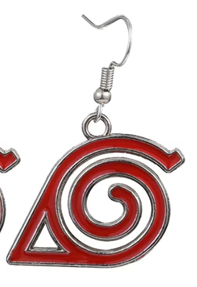 Earrings | Naruto | Hidden Leaf Logo - Red