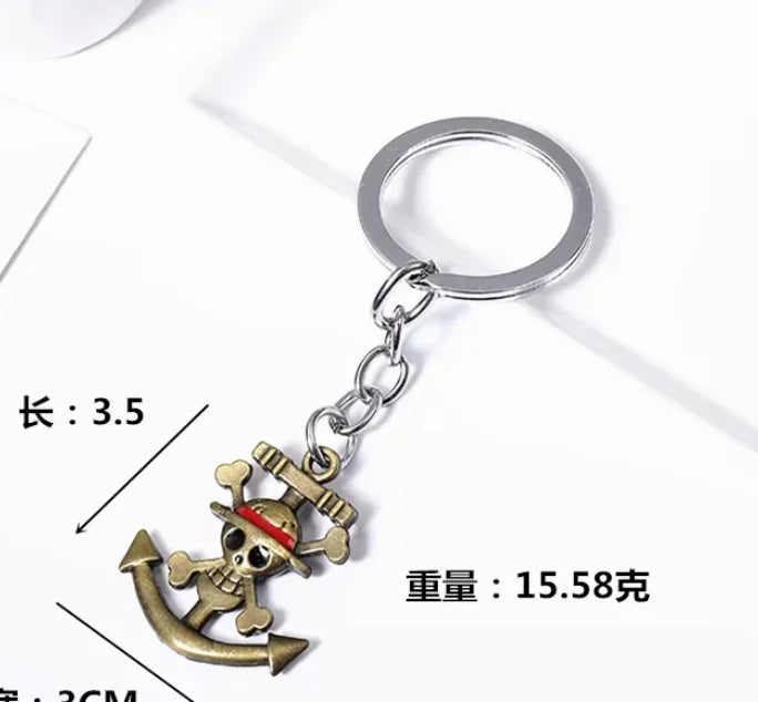 Keychain | One Piece | Straw Hat Pirates Logo w/ Anchor Keychain Anime Island CA