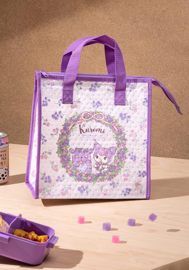 Insulated Lunch Bag | Sanrio | Kuromi (Floral Wreath)