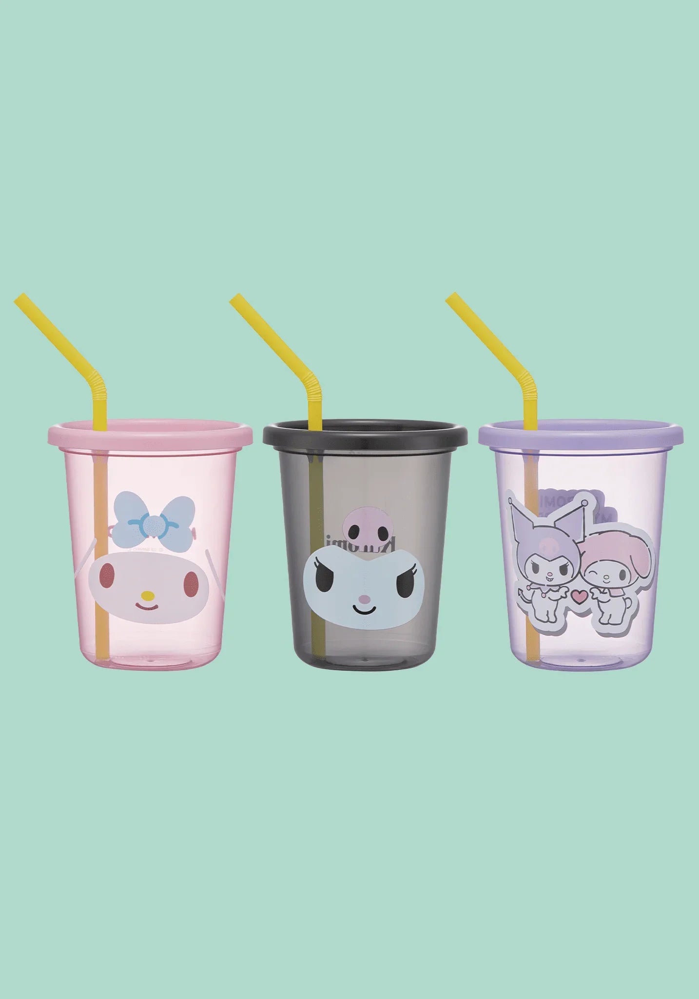 Tumbler w/Lid - 3pc set | Sanrio | My Melody & Kuromi Kitchenware Skater